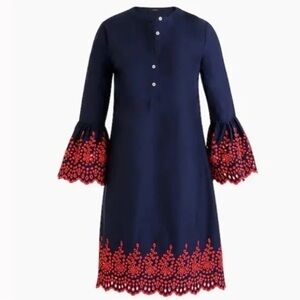 NEW J.Crew Women's Bell Sleeve Embroidered Eyelet Dress